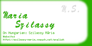 maria szilassy business card